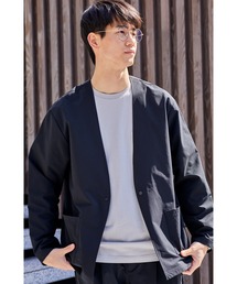 NAVY | マジかる 自宅で洗える はっ水性のあるストレッチカーデジャケット ソロテックス(R)を織り合わせた軽い素材で快適な着心地(ノーカラージャケット)