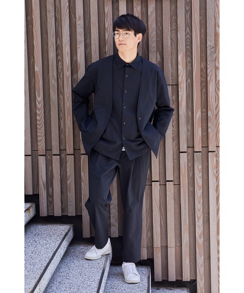 NAVY(ネイビー)の「マジかる ストレッチカーデジャケット(ノーカラージャケット・メンズ・ブラック/グレー/カーキ・M/L/XL)」の18枚目の写真