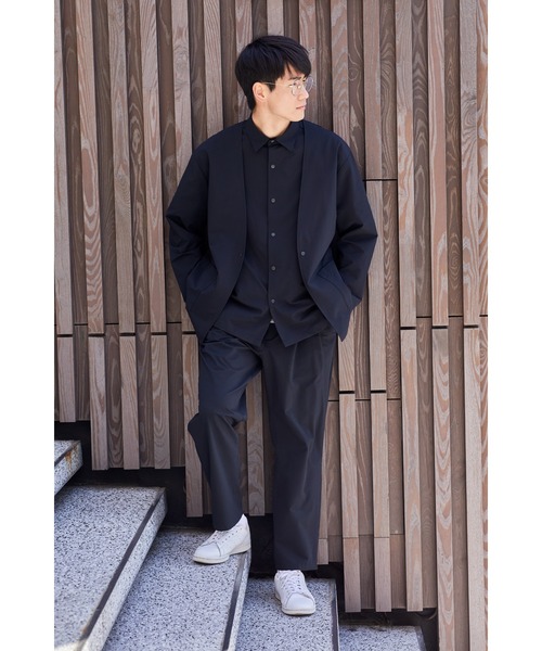 NAVY(ネイビー)の「マジかる ストレッチカーデジャケット(ノーカラージャケット・メンズ・ブラック/グレー/カーキ・M/L/XL)」の9枚目の写真