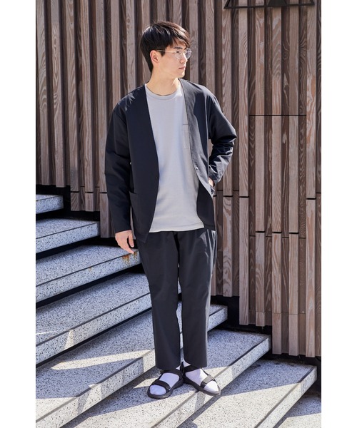 NAVY(ネイビー)の「マジかる ストレッチカーデジャケット(ノーカラージャケット・メンズ・ブラック/グレー/カーキ・M/L/XL)」の5枚目の写真