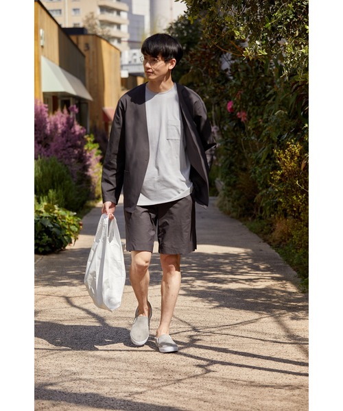 NAVY(ネイビー)の「マジかる ストレッチカーデジャケット(ノーカラージャケット・メンズ・ブラック/グレー/カーキ・M/L/XL)」の19枚目の写真