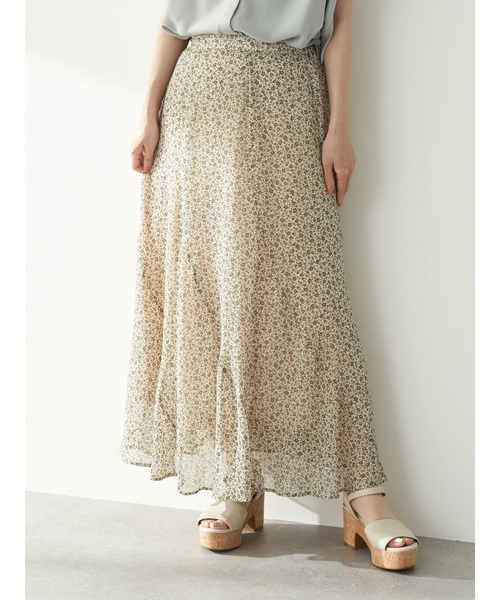 earth music&ecology(アースミュージックアンドエコロジー)の「切り替えシフォンマーメイドスカート *(スカート・レディース・ブラウン/アイボリー/ライトブラウン・FREE)」の8枚目の写真