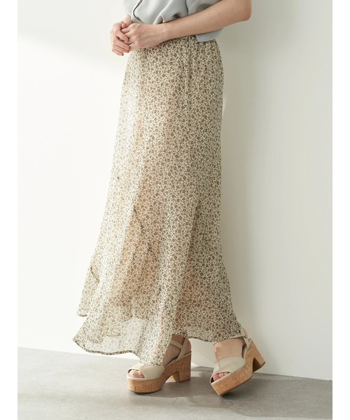 earth music&ecology(アースミュージックアンドエコロジー)の「切り替えシフォンマーメイドスカート *(スカート・レディース・ブラウン/アイボリー/ライトブラウン・FREE)」の6枚目の写真