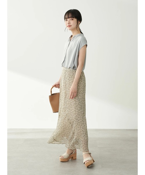 earth music&ecology(アースミュージックアンドエコロジー)の「切り替えシフォンマーメイドスカート *(スカート・レディース・ブラウン/アイボリー/ライトブラウン・FREE)」の9枚目の写真