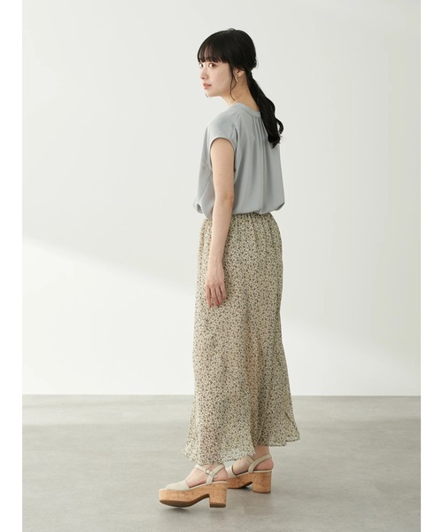 earth music&ecology(アースミュージックアンドエコロジー)の「切り替えシフォンマーメイドスカート *(スカート・レディース・ブラウン/アイボリー/ライトブラウン・FREE)」の7枚目の写真