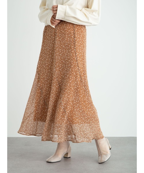 earth music&ecology(アースミュージックアンドエコロジー)の「切り替えシフォンマーメイドスカート *(スカート・レディース・ブラウン/アイボリー/ライトブラウン・FREE)」の22枚目の写真