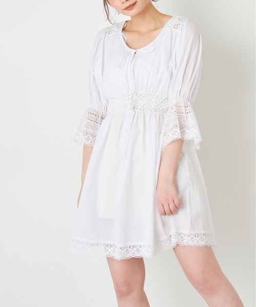 OLIVE des OLIVE（オリーブデオリーブ）の「レースチュニック（シャツ/ブラウス・レディース・オフホワイト/アイボリー/ブラック系その他・FREE）」の9枚目の写真