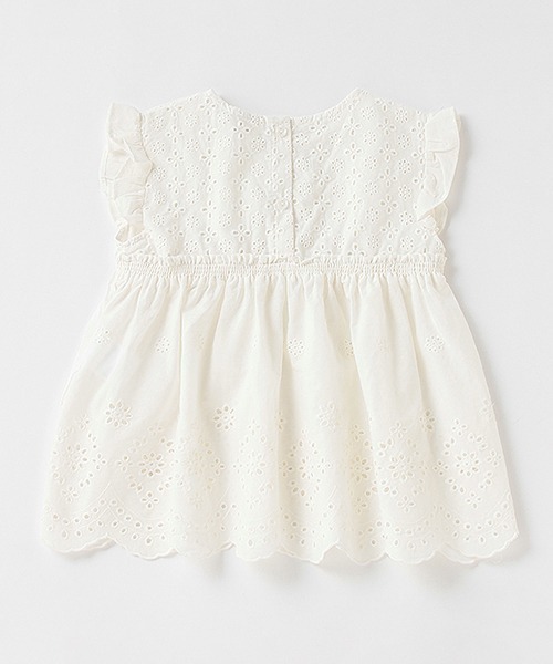 petit main（プティマイン）の「裾レーススカラップ布帛チュニック（チュニック・キッズ・レモンイエロー/ラベンダー/オフホワイト/ライトブルー・110cm/130cm/100cm/120cm/80ｃｍ/90cm）」の6枚目の写真