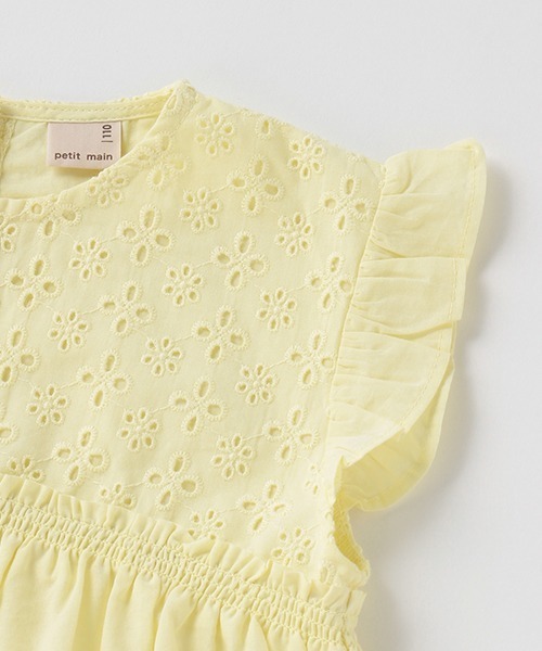 petit main（プティマイン）の「裾レーススカラップ布帛チュニック（チュニック・キッズ・レモンイエロー/ラベンダー/オフホワイト/ライトブルー・110cm/130cm/100cm/120cm/80ｃｍ/90cm）」の10枚目の写真