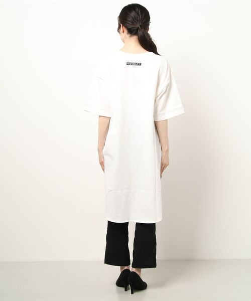 RAG MACHINE(ラグマシーン)の「【RAG MACHINE】前後差プリントワンピース(チュニック・レディース・ベージュ/ホワイト/ブラック・M/L)」の7枚目の写真