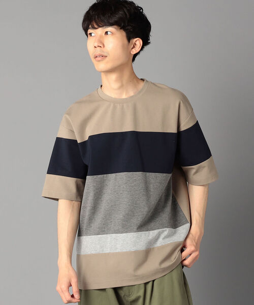 GLOSTER(グロスター)の「60ポンチ 切替ボーダーTシャツ(Tシャツ/カットソー・メンズ・ブルー系その他7/ベージュ系その他3・MEDIUM/LARGE)」の1枚目の写真
