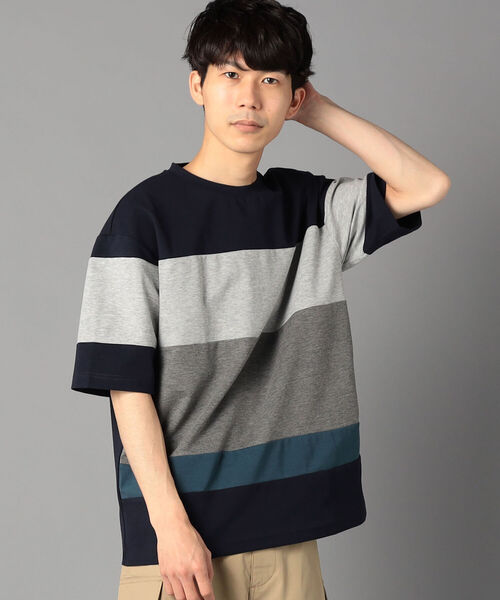 GLOSTER(グロスター)の「60ポンチ 切替ボーダーTシャツ(Tシャツ/カットソー・メンズ・ブルー系その他7/ベージュ系その他3・MEDIUM/LARGE)」の2枚目の写真