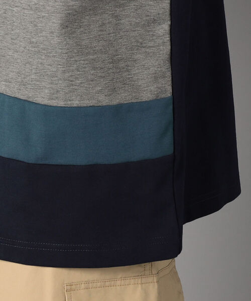 GLOSTER(グロスター)の「60ポンチ 切替ボーダーTシャツ(Tシャツ/カットソー・メンズ・ブルー系その他7/ベージュ系その他3・MEDIUM/LARGE)」の6枚目の写真