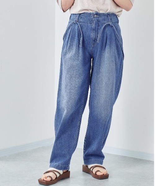 cepo（セポ）の「タックデニム　サスペンダーパンツ（デニムパンツ・レディース・オフホワイト/インディゴブルー/ライトインディゴブルー・M/S）」の7枚目の写真