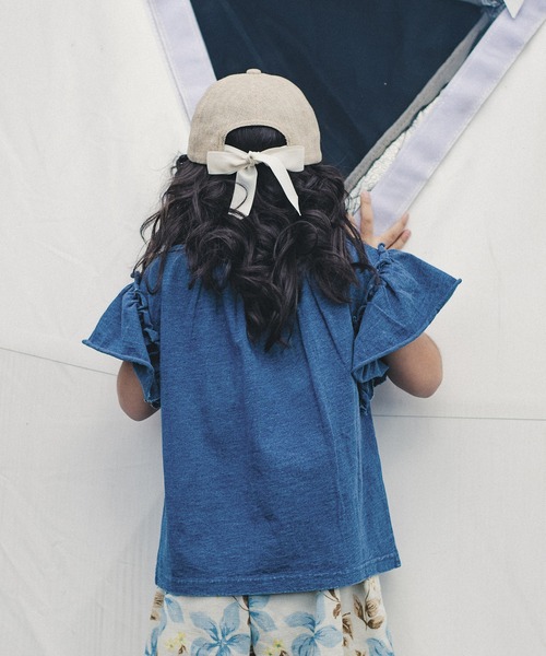 RADCHAP（ラッドチャップ）の「インディゴカットソークロスステッチ刺繍ブラウス（シャツ/ブラウス・キッズ・サックスブルー/ブルー・90cm/100cm/110cm/120cm/130cm/140cm/150cm）」の3枚目の写真