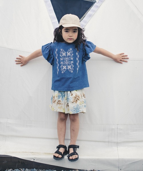 RADCHAP（ラッドチャップ）の「インディゴカットソークロスステッチ刺繍ブラウス（シャツ/ブラウス・キッズ・サックスブルー/ブルー・90cm/100cm/110cm/120cm/130cm/140cm/150cm）」の13枚目の写真