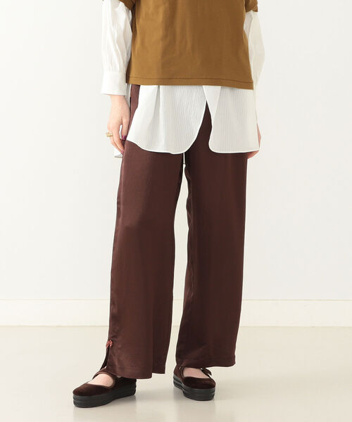 BEAMS BOY（ビームスボーイ）の「BEAMS BOY / サテン ベロアテープ イージー パンツ（その他パンツ・レディース・ブラウン/イエロー・ONE SIZE）」の5枚目の写真