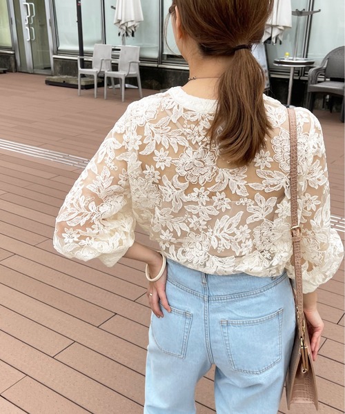 apres jour clair(アプレジュールクレア)の「【apres jour clair】マルチwayチュールレースブラウス【ZOZOTOWN限定アイテム】(シャツ/ブラウス・レディース・オフホワイト/アイボリー・X-LARGE/フリー)」の6枚目の写真
