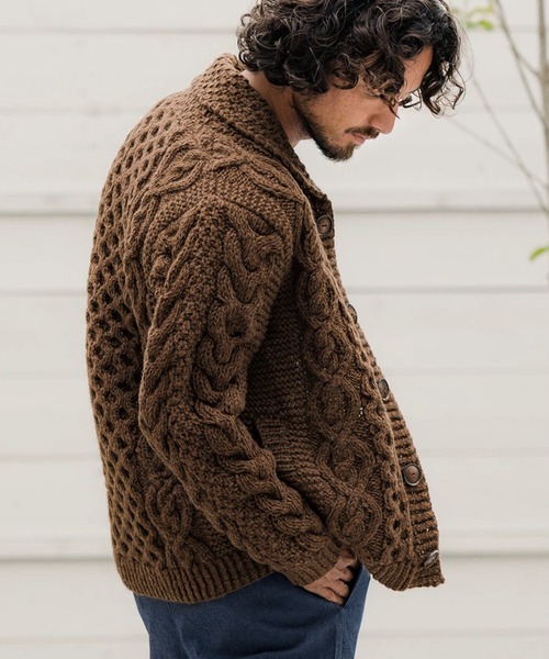 CAMBIO（カンビオ）の「mcg2853 - 【HIMALAYAN CLIMBER'S HAND-KNIT別注】手編みカーデ（カーディガン/ボレロ・メンズ・コーラルピンク/サックスブルー/アイボリー/ブラック/ブラウン/ベージュ系その他・L/M/XL）」の17枚目の写真