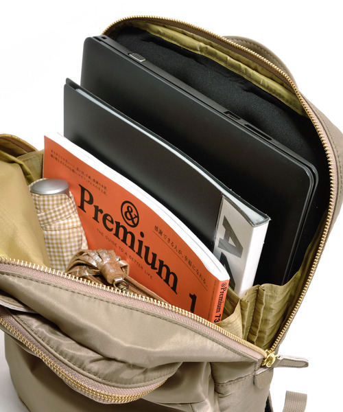 perche(ペルケ)の「ペルケ perche / ナイロン×牛革PCリュック(バックパック/リュック・レディース・ライトグレー/オリーブ/ベージュ系その他/ブラック・FREE)」の14枚目の写真