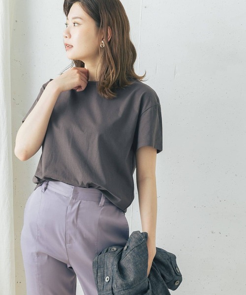 URBAN RESEARCH ROSSO（アーバンリサーチロッソ）の「『一部WEB限定カラー』SUVINコットンクルーネックTシャツ（Tシャツ/カットソー・レディース・ホワイト/チャコールグレー/ライトグレー/ネイビー/ミント/ライトピンク・FREE）」の13枚目の写真