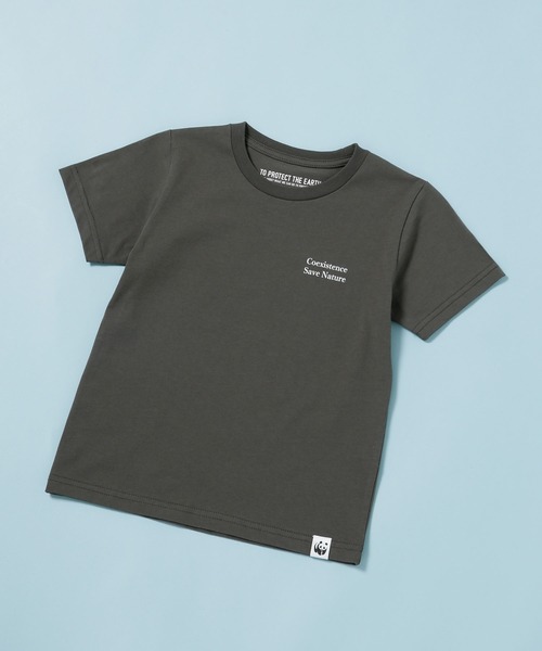 NANO universe（ナノユニバース）の「《WEB限定》WWF ANIMAL Tシャツ 半袖 2（Tシャツ/カットソー・キッズ・ライトカーキ/ホワイト/ライトベージュ/スミクロ・120/110/100）」の3枚目の写真