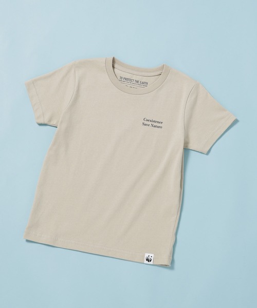 NANO universe（ナノユニバース）の「《WEB限定》WWF ANIMAL Tシャツ 半袖 2（Tシャツ/カットソー・キッズ・ライトカーキ/ホワイト/ライトベージュ/スミクロ・120/110/100）」の4枚目の写真