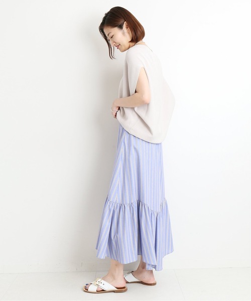 IENA（イエナ）の「コットンストレッチ コクーンVネックプル