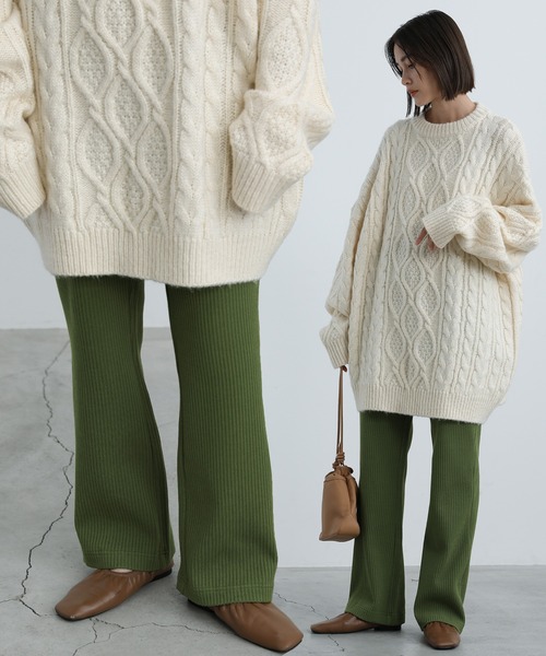 select MOCA(セレクトモカ)の「シンプルリブリラックスカラーパンツ(スラックス・レディース・ブラック/オリーブ/ブルーグレー/ダークラベンダー/テラコッタ・SMALL/MEDIUM/LARGE)」の5枚目の写真