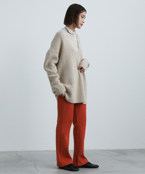 select MOCA(セレクトモカ)の「シンプルリブリラックスカラーパンツ(スラックス・レディース・ブラック/オリーブ/ブルーグレー/ダークラベンダー/テラコッタ・SMALL/MEDIUM/LARGE)」の20枚目の写真