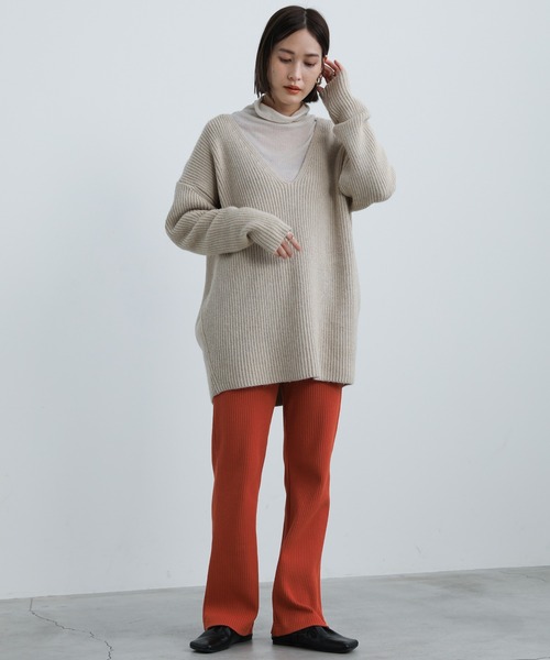 select MOCA(セレクトモカ)の「シンプルリブリラックスカラーパンツ(スラックス・レディース・ブラック/オリーブ/ブルーグレー/ダークラベンダー/テラコッタ・SMALL/MEDIUM/LARGE)」の13枚目の写真