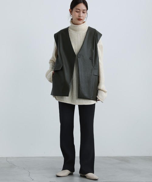 select MOCA(セレクトモカ)の「シンプルリブリラックスカラーパンツ(スラックス・レディース・ブラック/オリーブ/ブルーグレー/ダークラベンダー/テラコッタ・SMALL/MEDIUM/LARGE)」の17枚目の写真