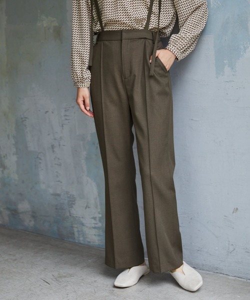 mysty woman(ミスティウーマン)の「サスツキセンタープレスパンツ 218054(スラックス・レディース・ダークブラウン/カーキ/オレンジ/ライトブラウン/ダークグリーン/ブラック・FREE)」の3枚目の写真