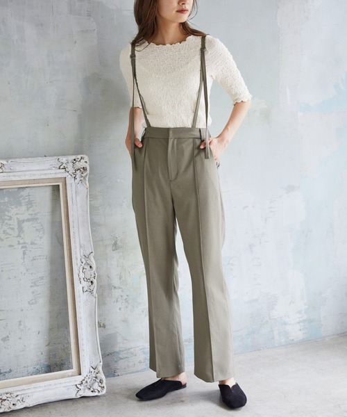 mysty woman(ミスティウーマン)の「サスツキセンタープレスパンツ 218054(スラックス・レディース・ダークブラウン/カーキ/オレンジ/ライトブラウン/ダークグリーン/ブラック・FREE)」の5枚目の写真