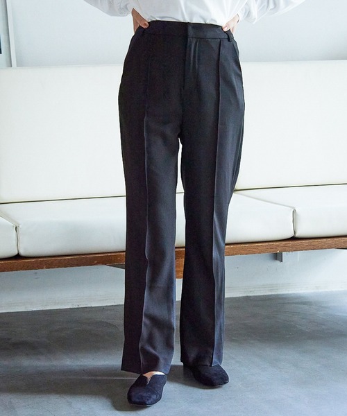 mysty woman(ミスティウーマン)の「サスツキセンタープレスパンツ 218054(スラックス・レディース・ダークブラウン/カーキ/オレンジ/ライトブラウン/ダークグリーン/ブラック・FREE)」の2枚目の写真