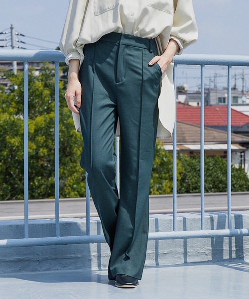 mysty woman(ミスティウーマン)の「サスツキセンタープレスパンツ 218054(スラックス・レディース・ダークブラウン/カーキ/オレンジ/ライトブラウン/ダークグリーン/ブラック・FREE)」の4枚目の写真