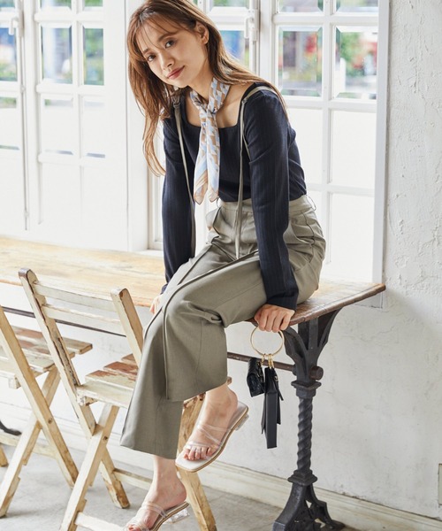 mysty woman(ミスティウーマン)の「サスツキセンタープレスパンツ 218054(スラックス・レディース・ダークブラウン/カーキ/オレンジ/ライトブラウン/ダークグリーン/ブラック・FREE)」の9枚目の写真