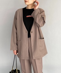 【セットアップ対応】オーバーサイズノーカラージャケット