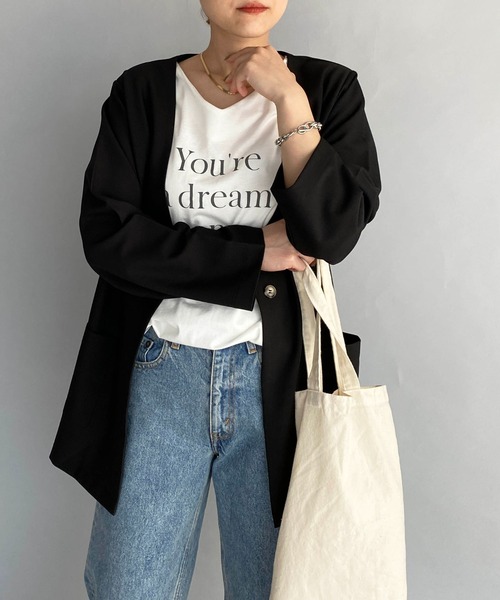 PICCIN（ピッチン）の「【セットアップ対応】オーバーサイズノーカラージャケット（ノーカラージャケット・レディース・ブラック/アッシュブラウン・M）」の15枚目の写真