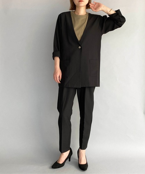 PICCIN（ピッチン）の「【セットアップ対応】オーバーサイズノーカラージャケット（ノーカラージャケット・レディース・ブラック/アッシュブラウン・M）」の13枚目の写真