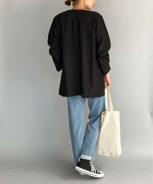 PICCIN（ピッチン）の「【セットアップ対応】オーバーサイズノーカラージャケット（ノーカラージャケット・レディース・ブラック/アッシュブラウン・M）」の22枚目の写真