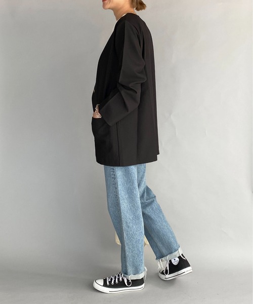 PICCIN（ピッチン）の「【セットアップ対応】オーバーサイズノーカラージャケット（ノーカラージャケット・レディース・ブラック/アッシュブラウン・M）」の21枚目の写真