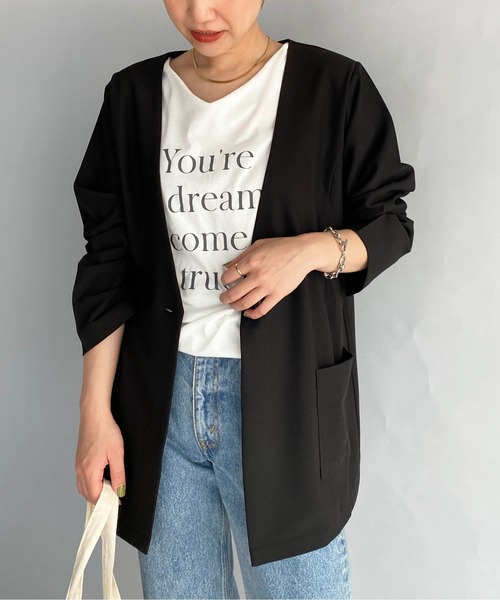 PICCIN（ピッチン）の「【セットアップ対応】オーバーサイズノーカラージャケット（ノーカラージャケット・レディース・ブラック/アッシュブラウン・M）」の18枚目の写真