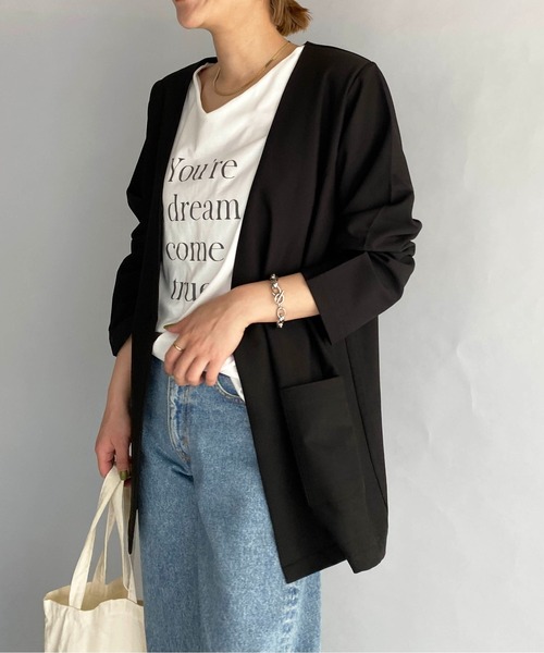 PICCIN（ピッチン）の「【セットアップ対応】オーバーサイズノーカラージャケット（ノーカラージャケット・レディース・ブラック/アッシュブラウン・M）」の19枚目の写真