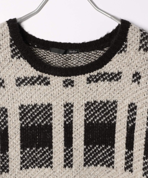Heather（ヘザー）の「BIGチェックチュニックニット　218144（ニット/セーター・レディース・ブラック/ブルー/ライトベージュ/パープル/グリーン・FREE）」の8枚目の写真