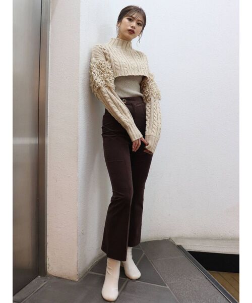 MURUA（ムルーア）の「レイヤーケーブルショートニット（ニット/セーター・レディース・ブラック/ブルー/アイボリー・FREE）」の7枚目の写真