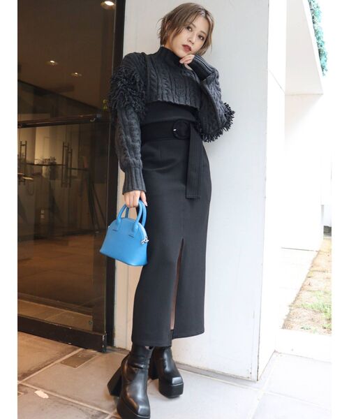 MURUA（ムルーア）の「レイヤーケーブルショートニット（ニット/セーター・レディース・ブラック/ブルー/アイボリー・FREE）」の10枚目の写真