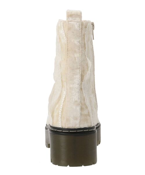 merry jenny（メリージェニー）の「フリルベロアラバーソールブーツ（ブーツ・レディース・アイボリー/ブラック・MEDIUM/LARGE）」の3枚目の写真