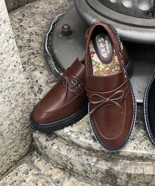 axes femme（アクシーズファム）の「タンクソールスカラローファー（ローファー・レディース・ブラック/ブラウン・LARGE/MEDIUM）」の2枚目の写真