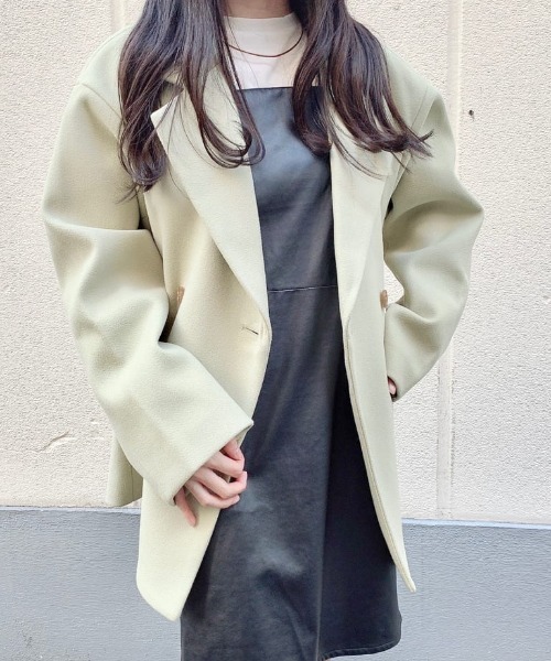 WEGO（ウィゴー）の「WEGO/メルトンダブルテーラードジャケット（テーラードジャケット・レディース・グリーン/ライトベージュ/ベージュ系その他2/ブラック/ブラック系その他2・FREE）」の11枚目の写真